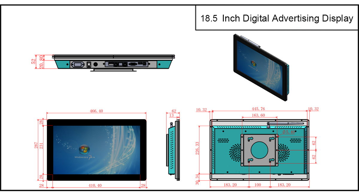 18.5 Inch Wall Mounted Advertising Display